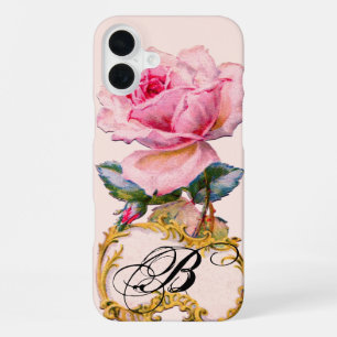BEAUTIFUL PINK ROSE MONOGRAM iPhone 16 PLUS CASE