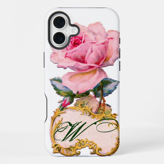 BEAUTIFUL PINK ROSE MONOGRAM iPhone CASE (Back)