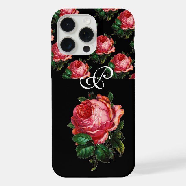 BEAUTIFUL PINK ROSE MONOGRAM iPhone CASE (Back)