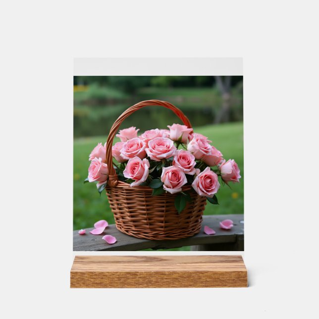 beautiful pink roses acrylic sign (Front)