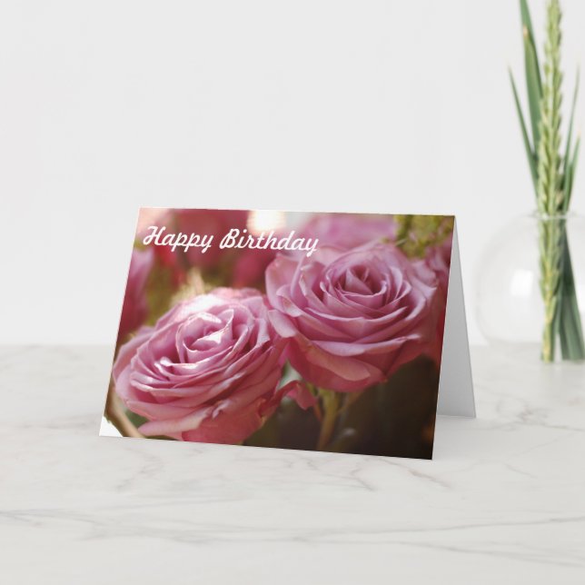Beautiful Pink Roses Card (Front)