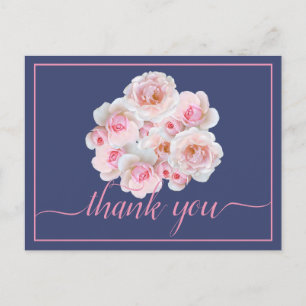 Beautiful Pink Roses Colour Backdrop Chic Thank Yo Postcard