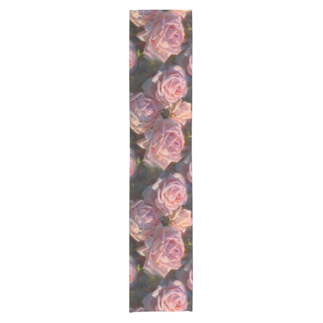 Beautiful Pink Roses Custom Flower Table Runner (Front)