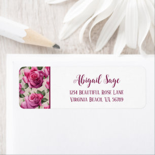 Beautiful Pink Roses Elegant Floral Address Label