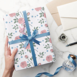 Beautiful Pink Roses Illustration – Romantic Flora Wrapping Paper