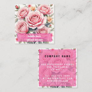 Beautiful Pink Roses Luxury Trendy Collection Square Business Card