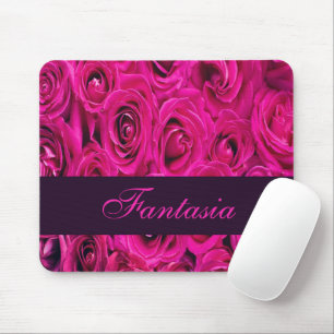Beautiful pink roses monogram mouse pad