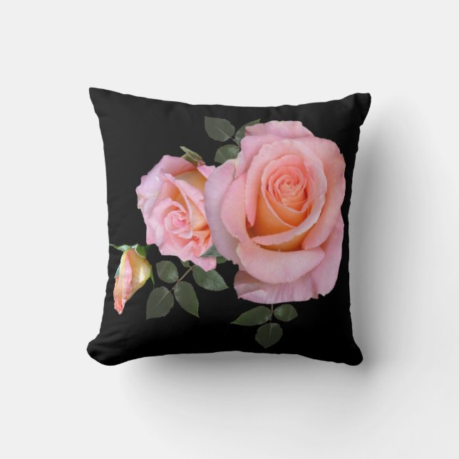 Beautiful Pink Roses Throw Pillow (Front)