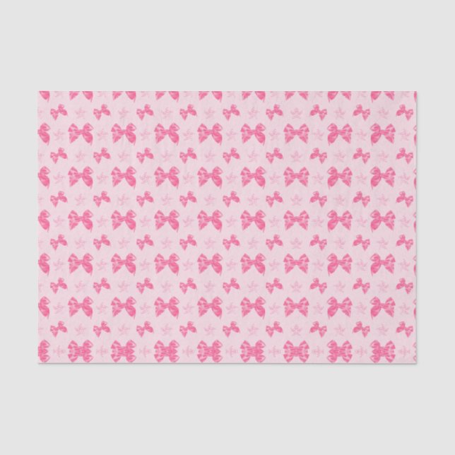 Beautiful Pink Satin Effect Bows Tissue Paper (Front)