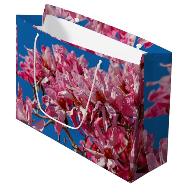 Beautiful Pink Saucer Magnolia Blossoms Large Gift Bag (Front Angled)