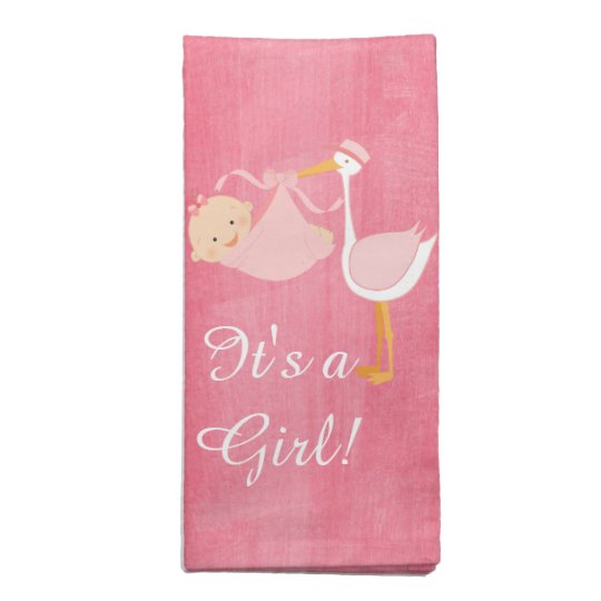 Beautiful Pink Stork Baby Shower Party Napkin