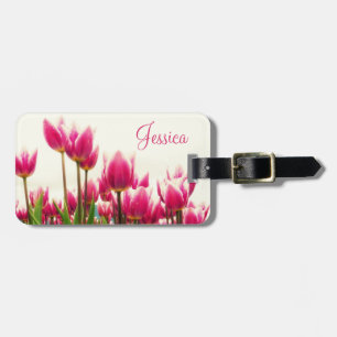 Beautiful Pink Tulips Ladies Personalized Suitcase Luggage Tag