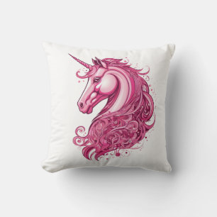 Beautiful pink unicorn throw pillow