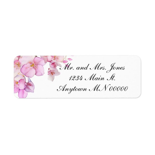 Beautiful pink watercolor cherry blossoms floral (Front)