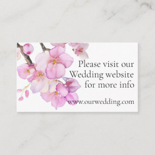 Beautiful pink watercolor cherry blossoms wedding enclosure card