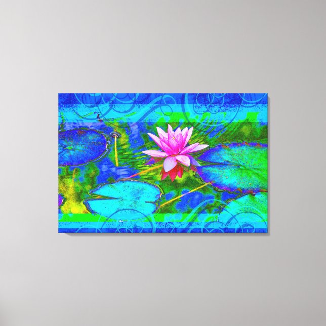 Beautiful Pink Waterlily Lotus in Pond Canvas Print (Front)