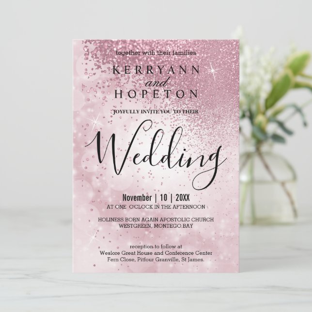 Beautiful Pink Wedding -  Invitation (Standing Front)