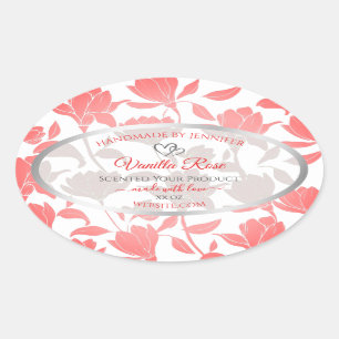 Beautiful Pink White Floral Pattern Product Labels