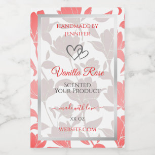 Beautiful Pink White Floral Pattern Product Labels