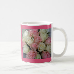 Beautiful Pink White Roses Flower Bouquet Coffee Mug