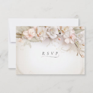 Beautiful Pink White Watercolor Flowers RSVP
