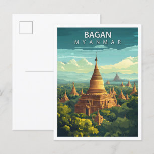 Beautiful Place Bagan Myanmar Art Travel Postcard