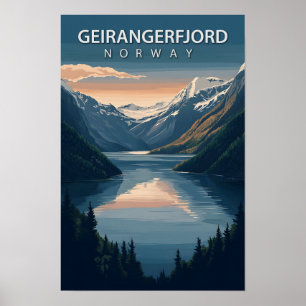 Beautiful Place Geirangerfjord Norway Travel Poster
