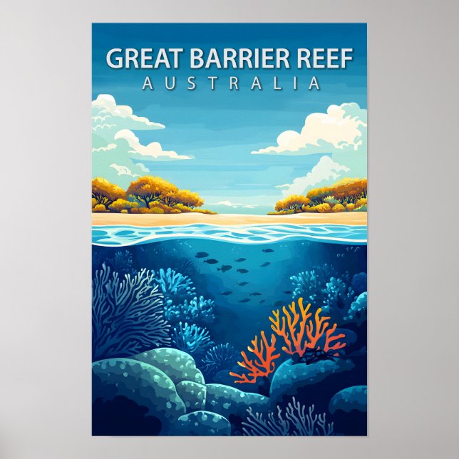 Beautiful Place Great Barrier Reef Ausie Travel Poster (Front)