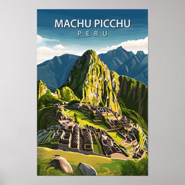 Beautiful Place Machu Picchu Illustration Travel Poster (Front)