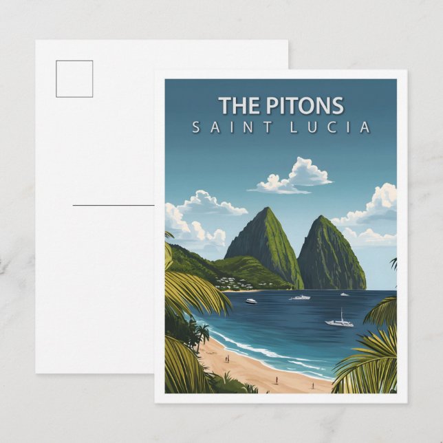 Beautiful Place the Pitons Saint Lucia Travel Postcard (Front/Back)