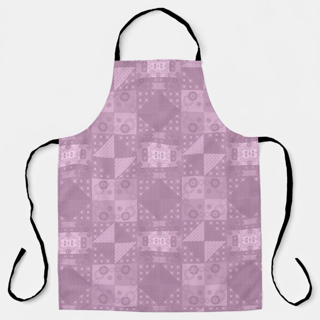 beautiful plain traditional lilac patchwork apron (Front)