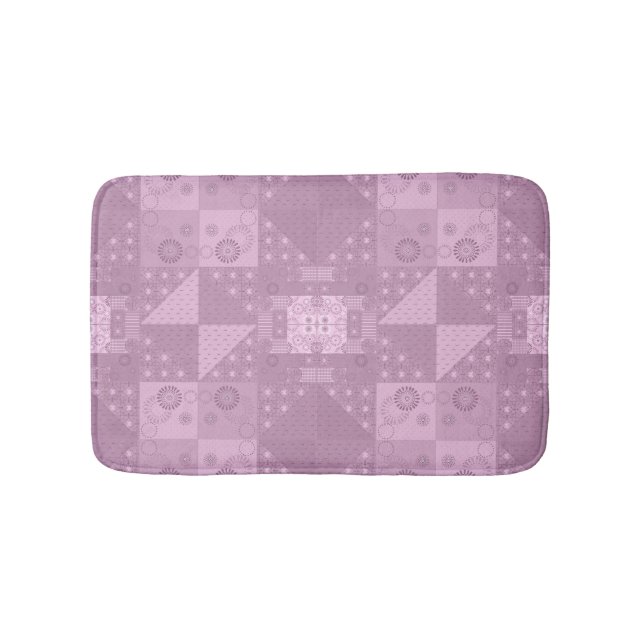beautiful plain traditional lilac patchwork bath mat (Front)