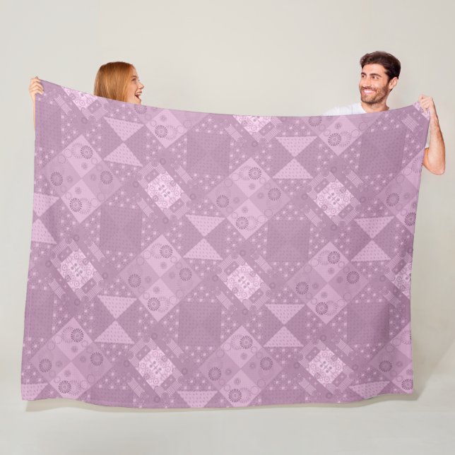 beautiful plain traditional lilac patchwork fleece blanket (In Situ)