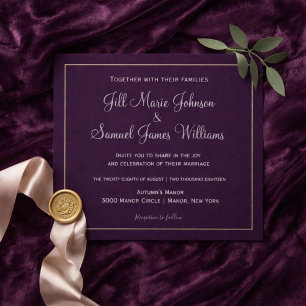 Beautiful Plum and Grey Wedding Invitation