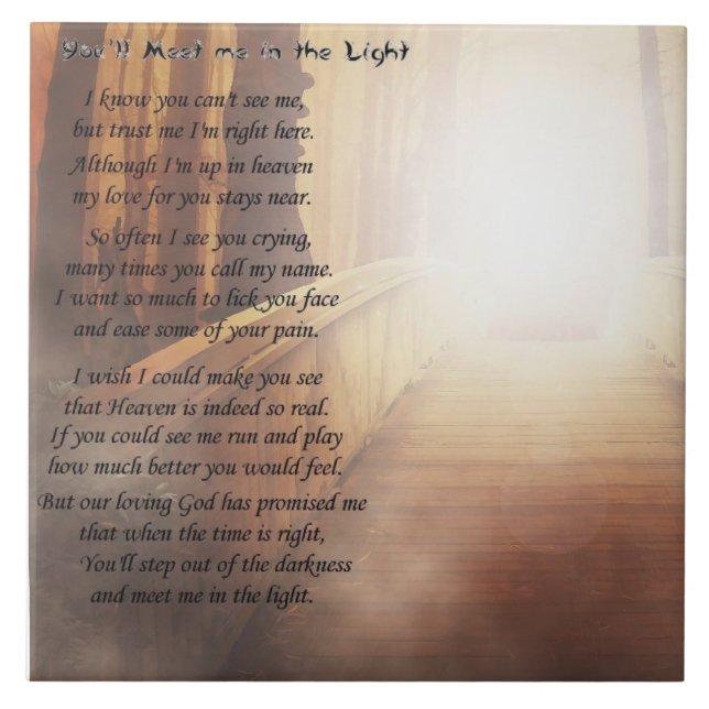 Beautiful poem for loss of a pet on a ceramic tile (Front)