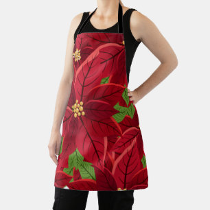 Beautiful Poinsettia Christmas Stocking  Apron