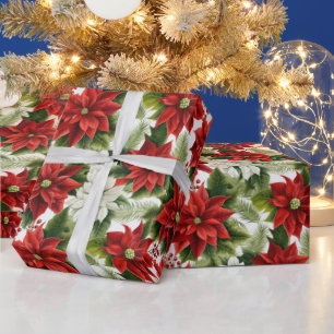 Beautiful Poinsettia Christmas Wrapping Paper
