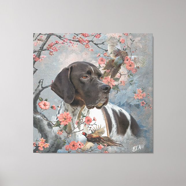 Beautiful pointer with pheasants    canvas print (Front)