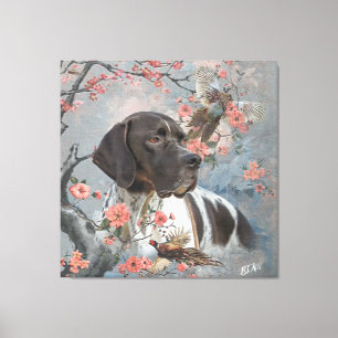 Beautiful pointer with pheasants   canvas print