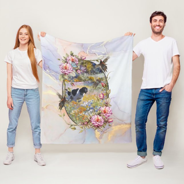 Beautiful pointer with pheasants   fleece blanket (In Situ)