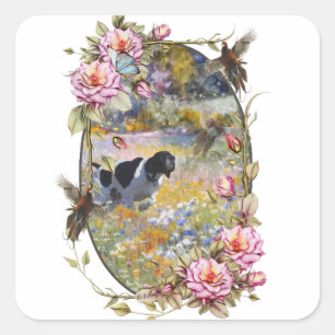 Beautiful pointer with pheasants square sticker