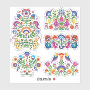 Beautiful polish folklore Wycinanki set Sticker