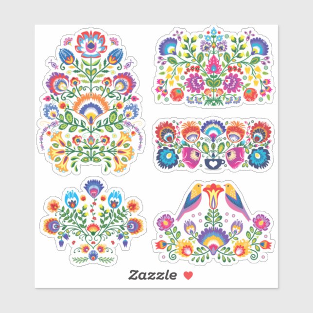 Beautiful polish folklore Wycinanki set Sticker (Sheet)