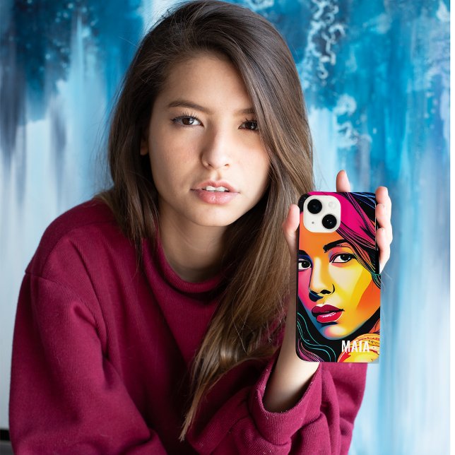 Beautiful Polynesian Woman Custom Name (This colorful phone case features an artistic image of a beautiful woman of Polynesian decent.)