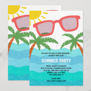 beautiful Pool Party   summer Birthday Invitation