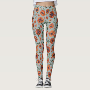 Beautiful Poppies Floral Pattern  Leggings