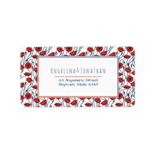 Beautiful Poppy Bouquet Pattern Label