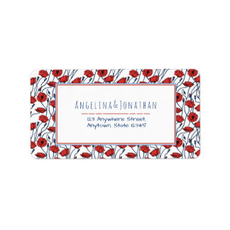 Beautiful Poppy Bouquet Pattern Label