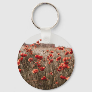 beautiful poppy flowers keychain