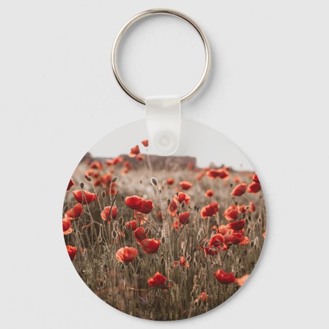 beautiful poppy flowers keychain (Front)